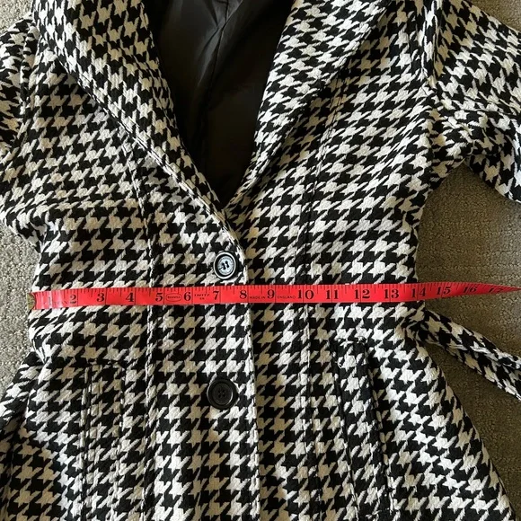NEW Jou Jou Houndstooth Coat Black White Belted Juniors L / XL - Picture 11 of 14